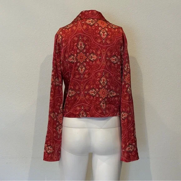 Rachel‎ Zoe Red Paisley Button Down Shirt Western chic - Picture 4 of 13